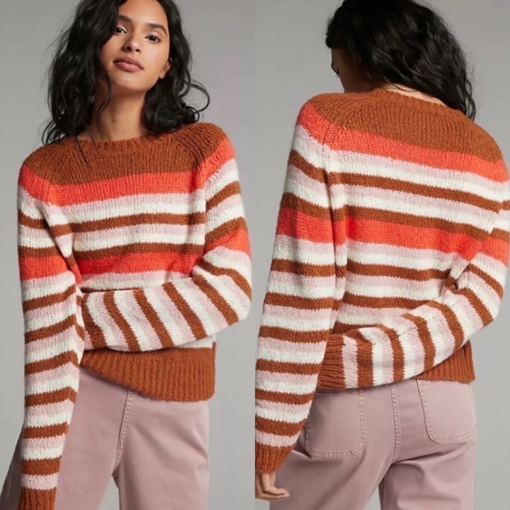 NWT Anthropologie Line + Dot Clara Wool Fuzzy Striped Pullover Sweater